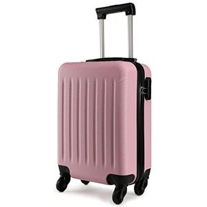 Kono Lichte ABS-koffer met 4 wielen, voor kinderen, roze, 48,3 cm, hoogte: 48 cm, lengte: 30 cm, breedte: 20 cm, cabine, Roze, Cabine