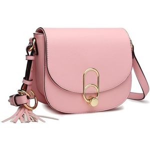 Miss Lulu Schoudertas dames schoudertas cross body bag modern met ritssluiting kwast vakantie winkelen (roze), roze, Medium