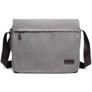 Kono Retro canvas schoudertas voor heren met meerdere zakken voor 13 inch laptop, grijs., Schooltassen