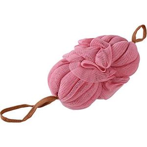 Weryffe Lange badbal dubbele uiteinden loofahs douche mesh spons exfoliërendebody borstel poef douchebal (rood)