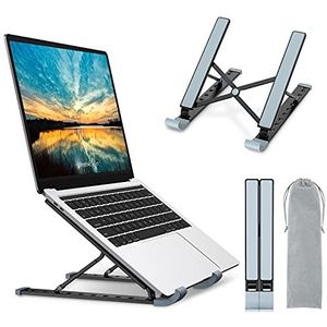 Babacom Laptopstandaard, 9-traps aluminium laptopstandaard, draagbaar, in hoogte verstelbaar, geventileerde notebookstandaard, compatibel met MacBook Pro Air, Lenovo, Dell, 10-15,6 inch laptops, tablet, zwart