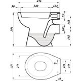 Vrijstaande toiletpot van marcke isifix muuraansluiting (h(pk) 19.2 cm wit
