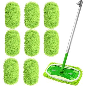 Swiffer Sweeper Mop, 8 stuks, herbruikbaar, 29 x 24,5 x 3 cm, natte en droge dweilovertrek, microvezel vloerwisser, vervangende overtrek voor het reinigen van harde vloeren, houten vloeren
