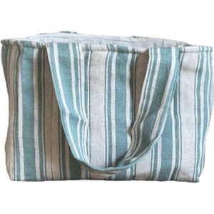 Lalay Stijlvolle Katoenen/Linnen Strandtas | Beach Bag | Shopper | Tote | Schoudertas | Zomer | Gestreept | Fairtrade | Duurzaam