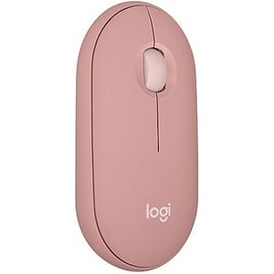 Logitech Pebble Mouse 2 M350s dunne draadloze Bluetooth-muis, draagbaar, licht, aanpasbare knop, stil klikken, Easy-Switch voor Windows, macOS, iPadOS, Android, ChromeOS - Roze