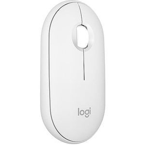 Logitech Pebble Mouse 2 M350s dunne draadloze Bluetooth-muis, draagbaar, licht, aanpasbare knop, stil klikken, Easy-Switch voor Windows, macOS, iPadOS, Android, ChromeOS - Wit