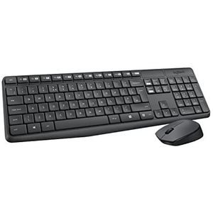 LOGITECH MK235 Combo draadloos toetsenbord en muis voor Windows, Amerikaans internationaal QWERTY-toetsenbord, grijs