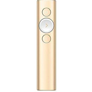 Logitech Spotlight Wireless Presentation Remote, 2,4 GHz en Bluetooth, USB-Receiver, Digitale Laser Pointer, 30-Meter werkingsbereik, Dual Connectivity, Timer, PC/Mac/Android/iOS - Goud