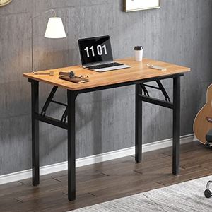 SogesHome AC5BB-8040-SH Compact opvouwbaar computerbureau, 80 x 40 cm, voor thuiskantoor, kleine schrijftafel, teak en zwart