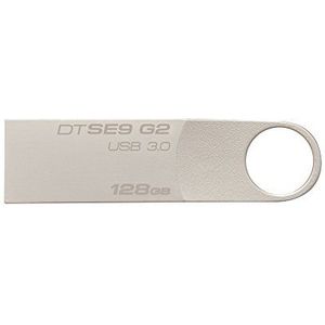 Kingston Dtse9G2/128Gb Datatraveler Se9 G2 Usb Flash Drive Met Stijlvolle Metalen Dop Zonder Kap, 128Gb, 3.0, Type-A, 100Mb/S Lezen, Zilver