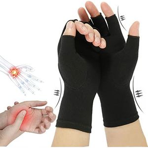 1 paar artritis compressie handschoenen voor vrouwen vingerloze verlichten artritis symptomen Raynauds ziekte Carpaal tunnel (zwart, S)