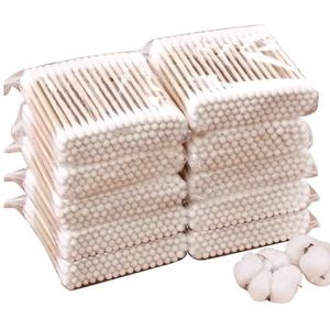 AURAMAX Houten wattenstaafje, dubbel eindigend wattenstaafje, biologisch oorstaafje, natuurlijk wattenstaafje, 3 inch, voor make-up en dagelijkse reiniging