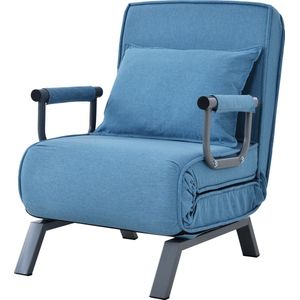 Merax Fauteuil Slaapbank - Uitklapbare 1 persoons Bed of Slaapstoel - Zetelbed - Zeer comfortabele Vouwbed - Blauw