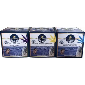 Moederdag geschenkset moederdag cadeautje set Dead Sea Minerals Set - Day Cream Restoring Collagen SPF 25 & Eye&Neck Cream & Intensive Night Cream (Dode Zeezout Set - Dagcreme Herstellend met Collageen & Oog & Nek Creme & Intensieve Nacht Creme)