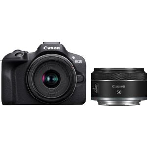 Canon EOS R100 systeemcamera Zwart + RF-S 18-45mm IS STM + RF 50mm f/1.8 STM