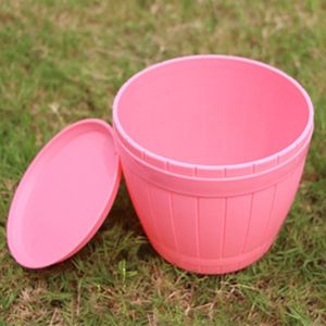 10 stuks imitatie houten vat kunststof hars bloempot met lade  bovenste Diameter: 19cm  hoogte: 16.5cm(Pink)