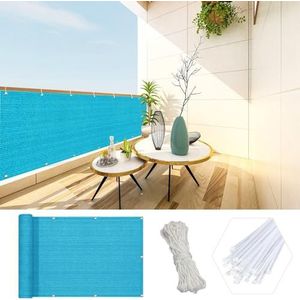 Privacyscherm Voor Balkon 140 x 850 cm Tuinhek, Zwembadplank Balkonomspanningen Terrassen UV-bestendig, zonwering, ademend, scheurvast voor Tuin, Terras, Outdoor, Balkonomranding, Blauw