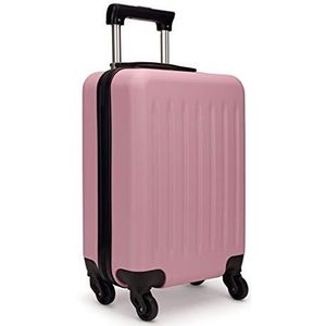 KONO Koffer reiskoffer trolley harde schaal ABS bagage 4 wielen spinner rolkoffer, roze, Mittlerer Koffer, Ga verder