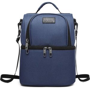 Kono Koeltas Lunchtas - Lunchbox Grote Capaciteit - 2-delig - Met aluminium binnenvoering  - Blauw (E1958 NY)