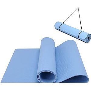 Yogamat, antislip en milieuvriendelijke TPE, sportmat met draagriem, gymnastiekmat voor pilates, workout fitnessmat, 183 x 61 x 0,6 cm (blauw)
