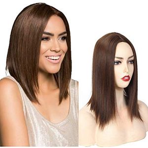 16 ""Midden Afscheid Topper Rechte Clip In Voorhoofd Wiglet 130% Dichtheid Haarstukje Voor Dun Haar 27-613