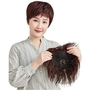 Zijden Base Spin Vervanging Menselijk Haar Clip In Topper Pluizige Krullend Wiglet voor Vrouwen Dekking Dunner Haar 7x9cm, 18cm, Bruin
