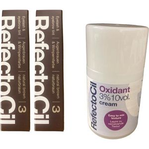 RefectoCil wenkbrauw- en wimperverf 2 stuks nr. 3 Natuurbruin + 100ml Oxidant cream