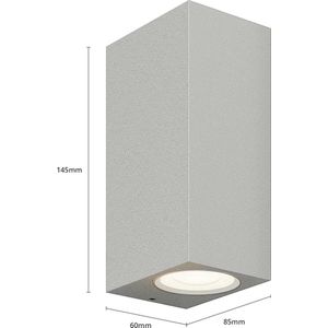 Lucande - LED wandlamp buiten - 2 lichts - aluminium - H: 14.5 cm - zilver - Inclusief lichtbronnen