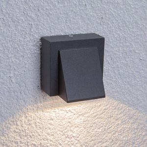 Lucande - LED wandlamp buiten - 1licht - aluminium, glas - H: 7.5 cm - grafiet - Inclusief lichtbron