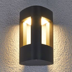 Lucande Pirron buitenwandlamp, driehoekig, aluminium, zwart