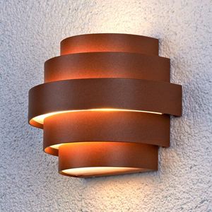 Lucande - LED wandlamp buiten - 2lichts - aluminium, polycarbonaat - H: 15 cm - roestbruin, wit - Inclusief lichtbronnen