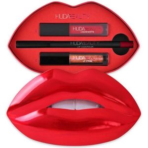 Huda Beauty - Contour & Strobe Lip Set - Gift Set - Tint Heartbreaker - 3 Stuks