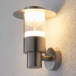 Lindby - LED wandlamp buiten - 1licht - roestvrij staal, glas - H: 21 cm - roestvrij staal, transparant - Inclusief lichtbron