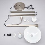 Lindby - vloerlamp - 2 lichts - metaal, glas - H: 180 cm - E27 - mat nikkel, albast-wit, opaal-wit