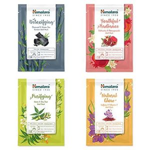 Himalaya Face Sheet Masks Discovery Collection, Variation Pack of Single Use Cotton Facial Sheet Masks, with Hyaluronic Acid for Intense Hydration, Mix SET of 4 Pcs