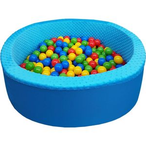 Blauwe Ballenbad - stevige ballenbak - 90 x 40 cm - 300 ballen - rood blauw geel groen