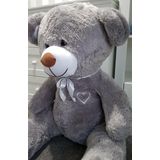Knuffelbeer grijs 160 cm - grote XL knuffel - met geborduurd hartje