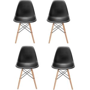 Milano design stoel - zwart - 4 delige set - keuken - huiskamer - AP Meubels