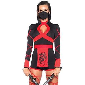 Leg Avenue 85401 - Dragon Ninja dameskostuum, maat large (EUR 40), carnavalscarnaval, zwart en rood