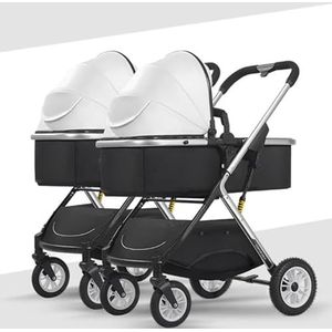 Tweelingkinderwagen Opvouwbare reis-zij-aan-zij-kinderwagen Dubbel afneembare kinderwagen Compacte peuterkinderwagen Individueel verstelbare luifel Standaardbuggy's