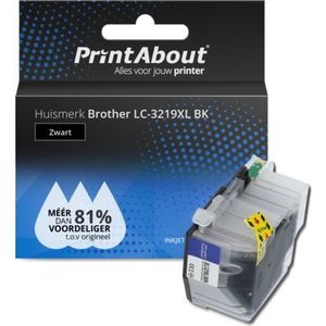 PrintAbout huismerk Inktcartridge LC-3219XL BK Zwart Hoge capaciteit Geschikt voor Brother