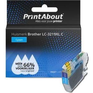 PrintAbout huismerk Inktcartridge LC-3219XL C Cyaan Hoge capaciteit Geschikt voor Brother