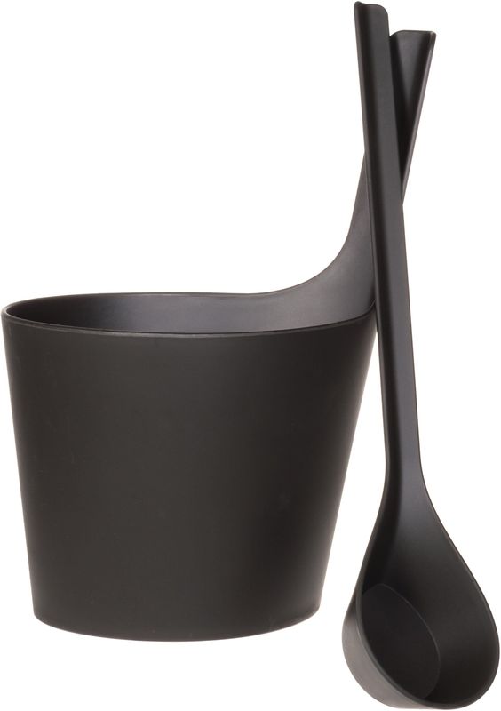 Rento Sauna Emmer met Lepel - Deluxe - kunststof - Antraciet (5L)