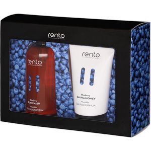 Rento Cadeau Verpakking Body Wash 400ml & Saunahoning 150ml (Blueberry, Bosbessen)