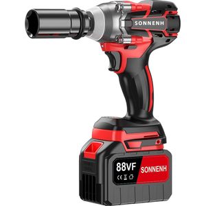Draadloze Slagsleutel Set 21V - Hoge Draaimoment 600N.m, Koolborstelloze Motor, 2 Batterijen, Snellader, Veelzijdig 3-in-1 Ontwerp
