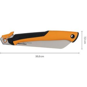 Fiskars Pro inklapbare trekzaag, lengte zaagblad: 25 cm, 13 TPI, zwart/oranje, PowerTooth, 1062933