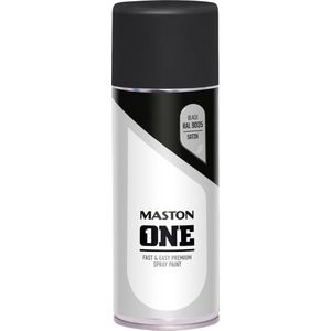 Maston ONE - spuitverf - zijdeglans - zwart (RAL 9005) - 400 ml - spuitbus verf