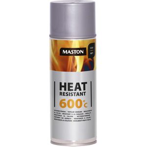 Maston Heat Resistant 600°C - Mat - Zilver - Hittebestendige Spuitverf - 400 ml - spuitbus verf