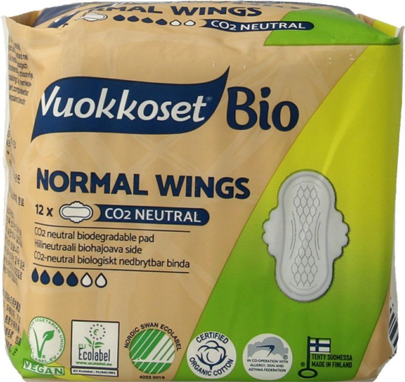 Vuokkoset Bio Maandverband Normal Wings 12 stuks