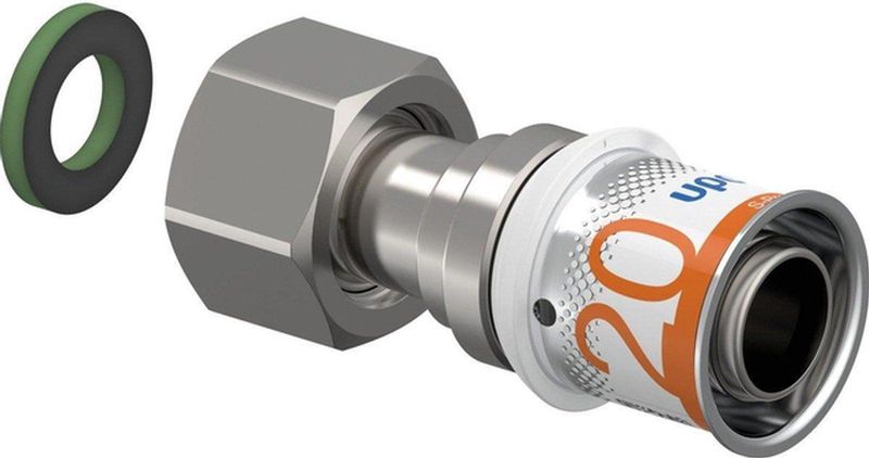 Uponor Verschraubung S-Press PLUS aus Messing, verzinnt 20mmx1/2 IG